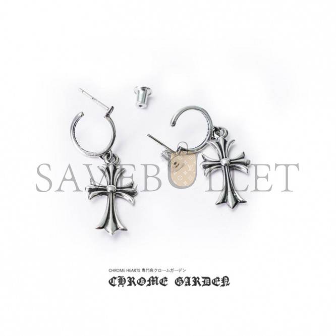 CHROME HEARTS TINY CROSS HOOP EARRING