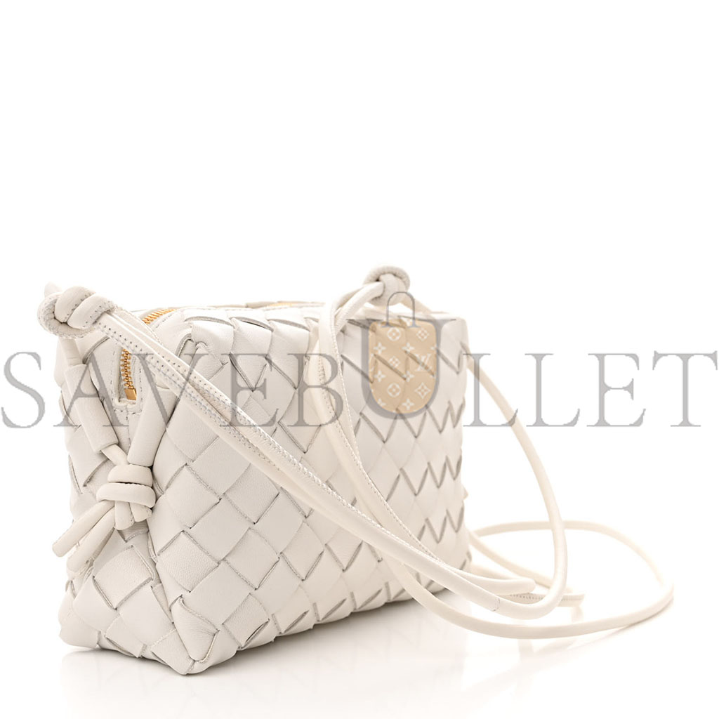 BOTTEGA VENETA NAPPA INTRECCIATO MINI LOOP CAMERA BAG WHITE (18*11*6cm)