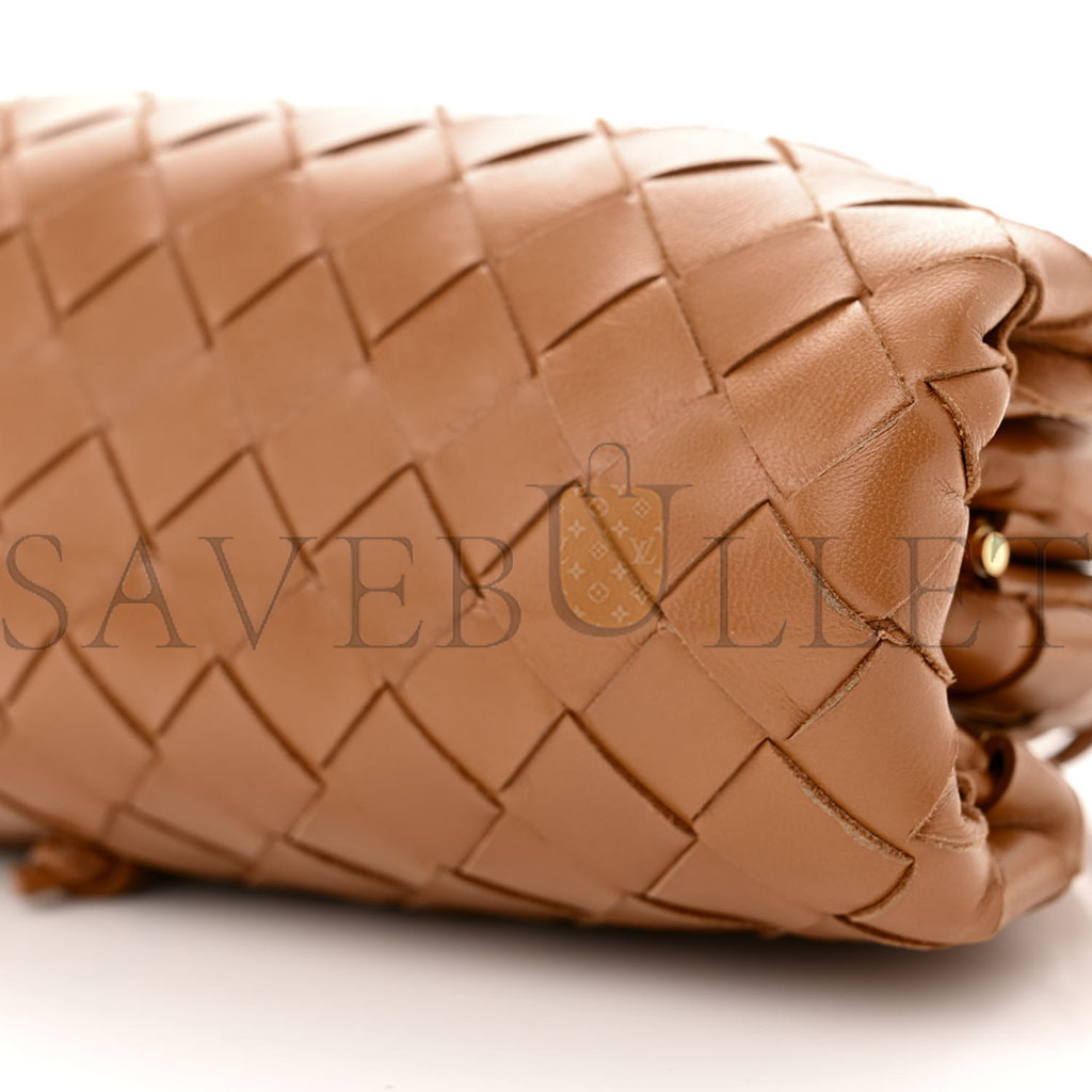 BOTTEGA VENETA NAPPA INTRECCIATO THE MINI POUCH CARMEL (21*11*5cm)