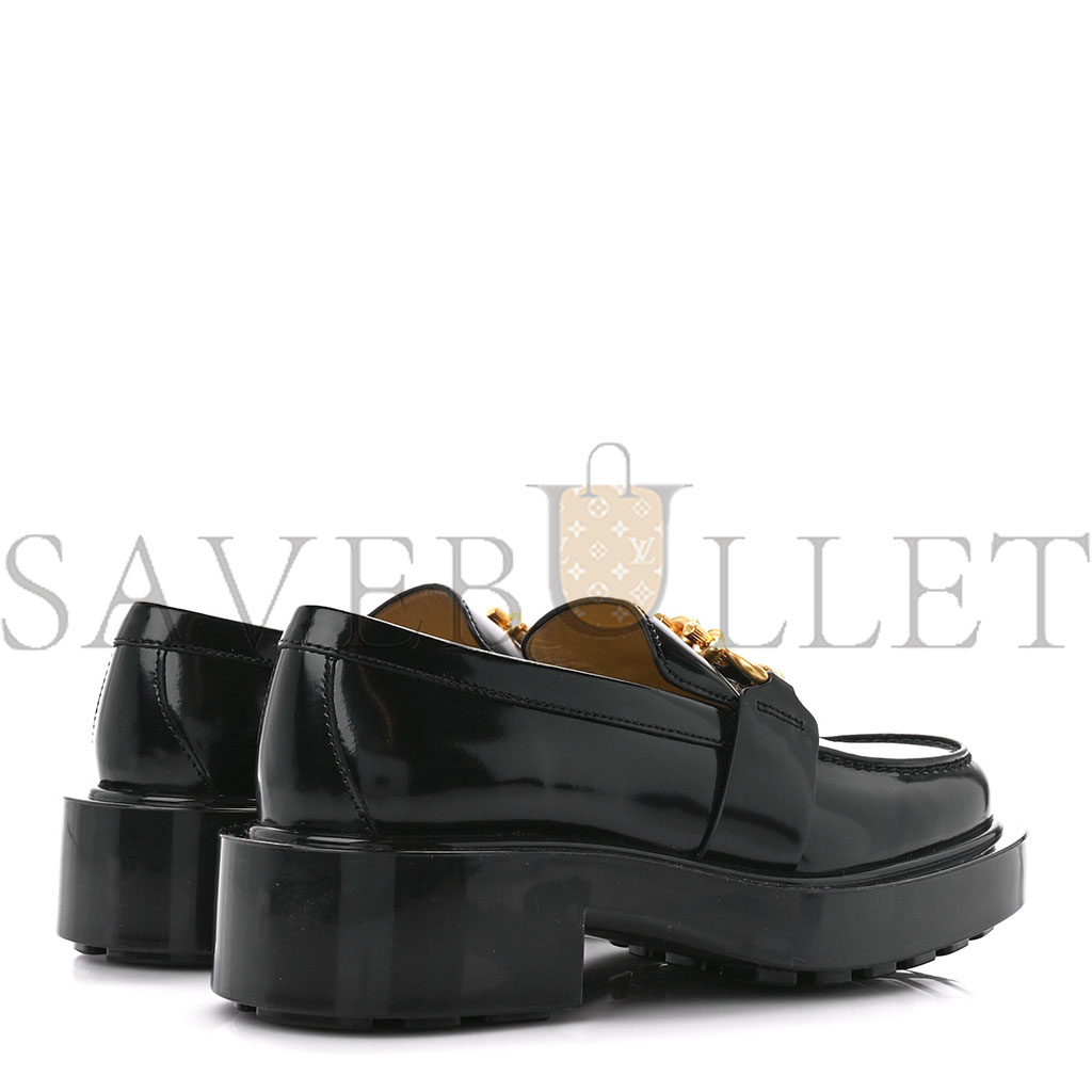 BOTTEGA VENETA GLOSSY CALFSKIN MONSIEUR LOAFERS 36 BLACK 