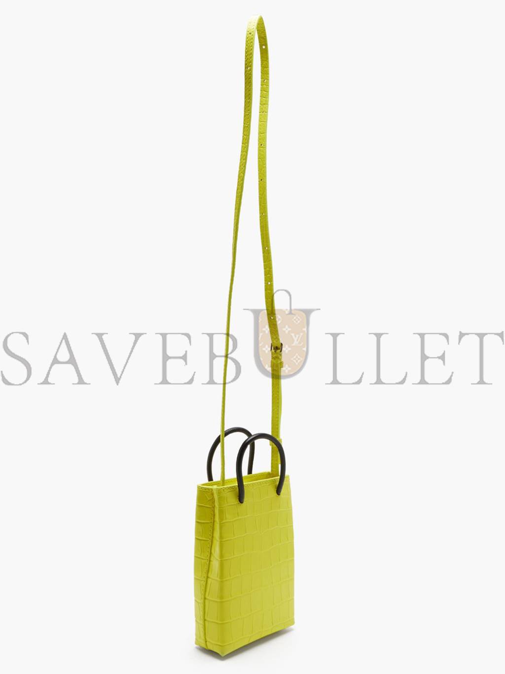 BALENCIAGA YELLOW SHOPPING MINI CROC-EFFFECT LEATHER CROSS-BODY BAG  MATCHESFASHION US (18*12.4*4.8cm)