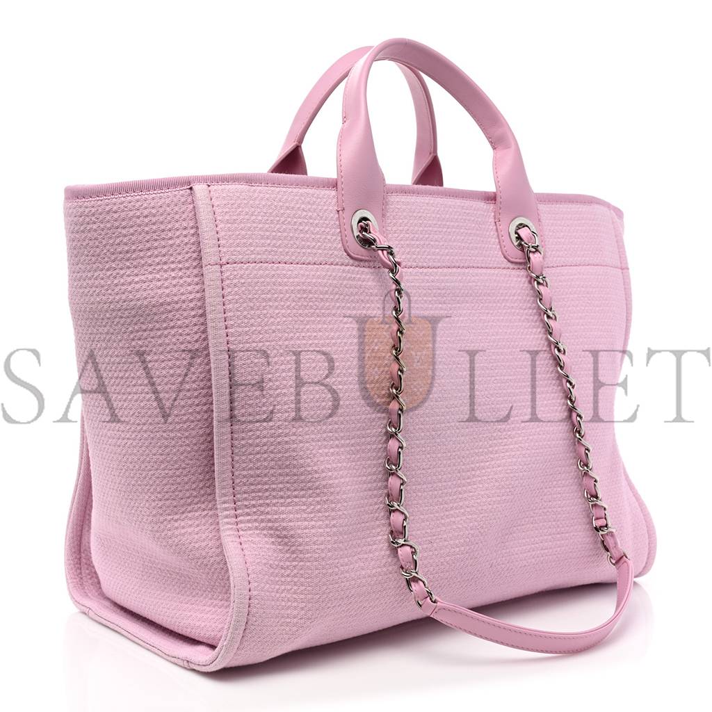 CHANEL MIXED FIBERS MEDIUM DEAUVILLE TOTE PINK (38*28*19cm)