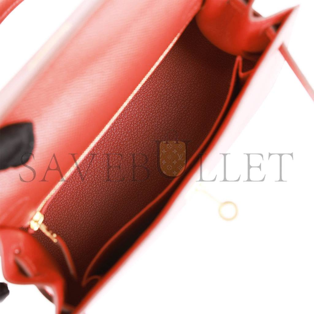 HERMES KELLY SELLIER 25 ROUGE VENETIAN EPSOM GOLD HARDWARE   (25*17*7cm)