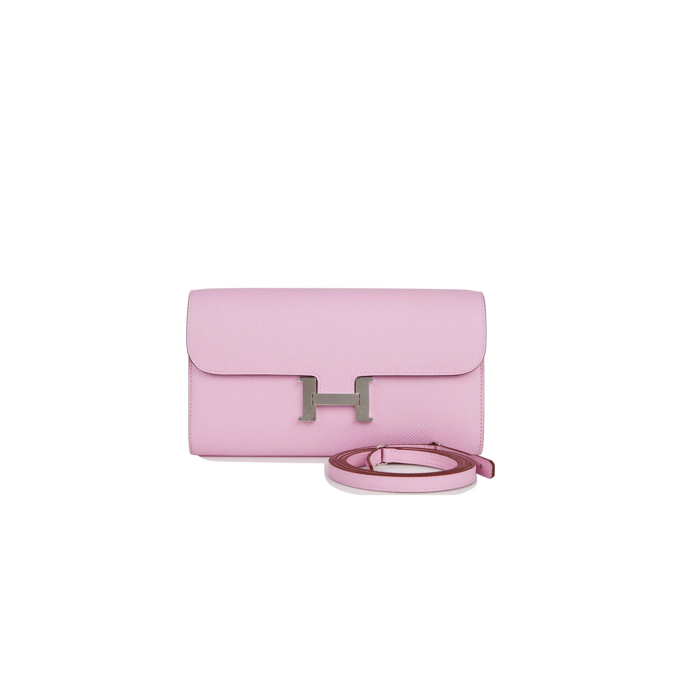 HERMES CONSTANCE WALLET TO GO MAUVE SYLVESTRE EPSOM PALLADIUM HARDWARE (22*11cm)