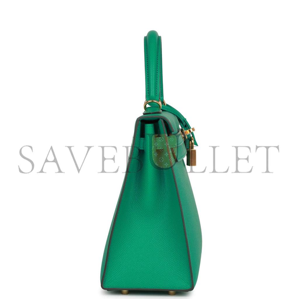 HERMES KELLY SELLIER 25 VERT JADE EPSOM GOLD HARDWARE HANDMADE  (25*17*7cm)