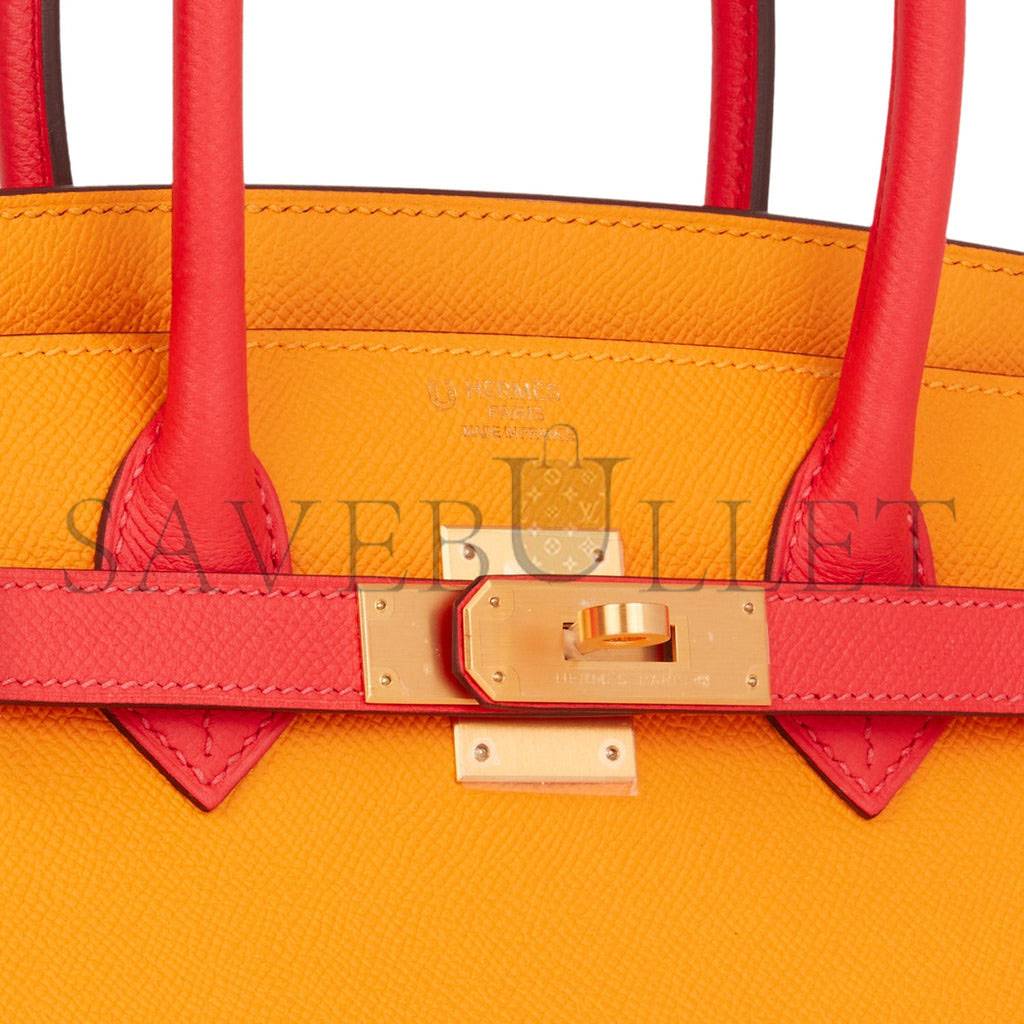 HERMES SPECIAL ORDER (HSS) BIRKIN 30 JAUNE D'OR AND ROSE JAIPUR EPSOM BRUSHED GOLD HARDWARE ( 30cm*22*16cm)