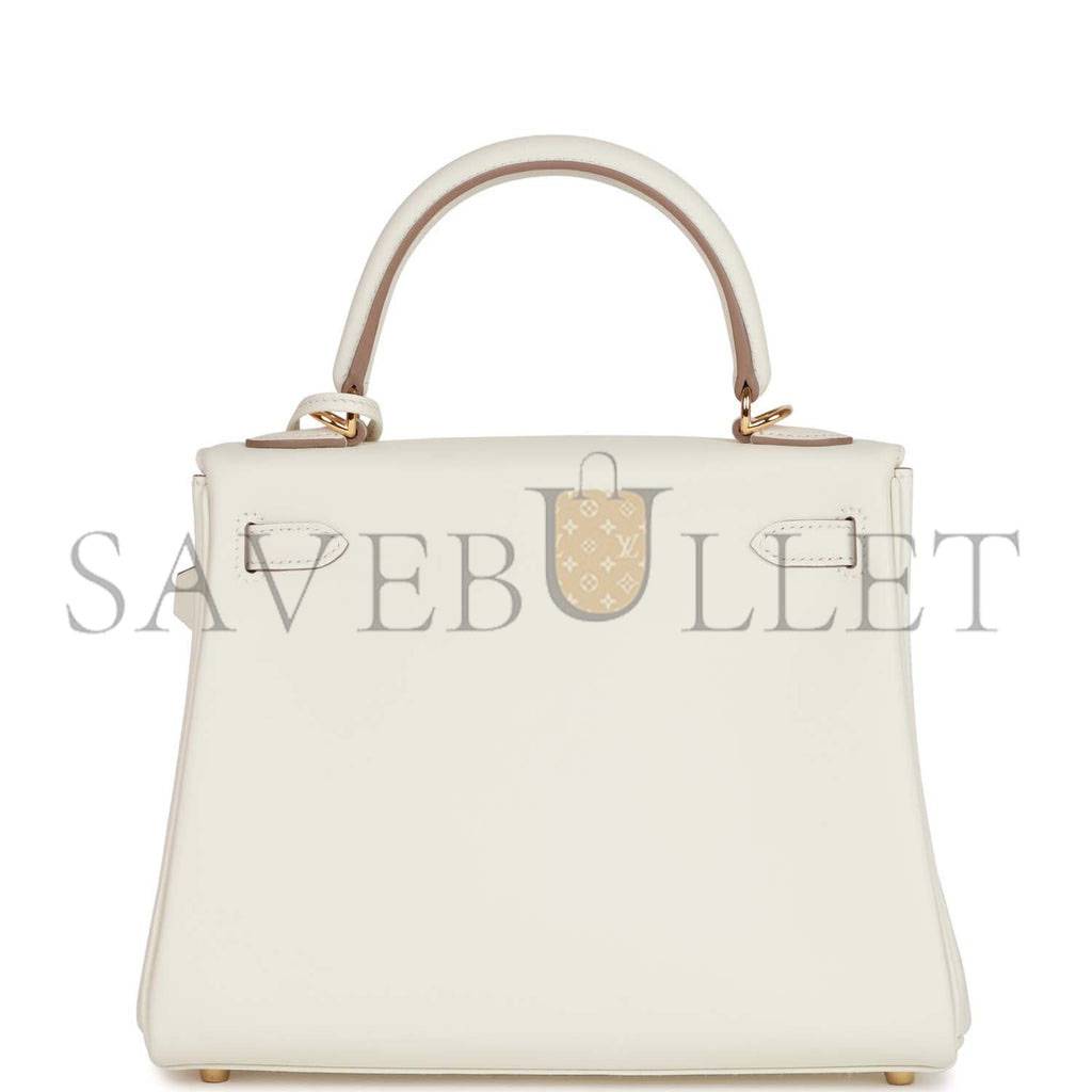 HERMES KELLY RETOURNE 25 MUSHROOM SWIFT GOLD HARDWARE HANDMADE (25*17*7cm)