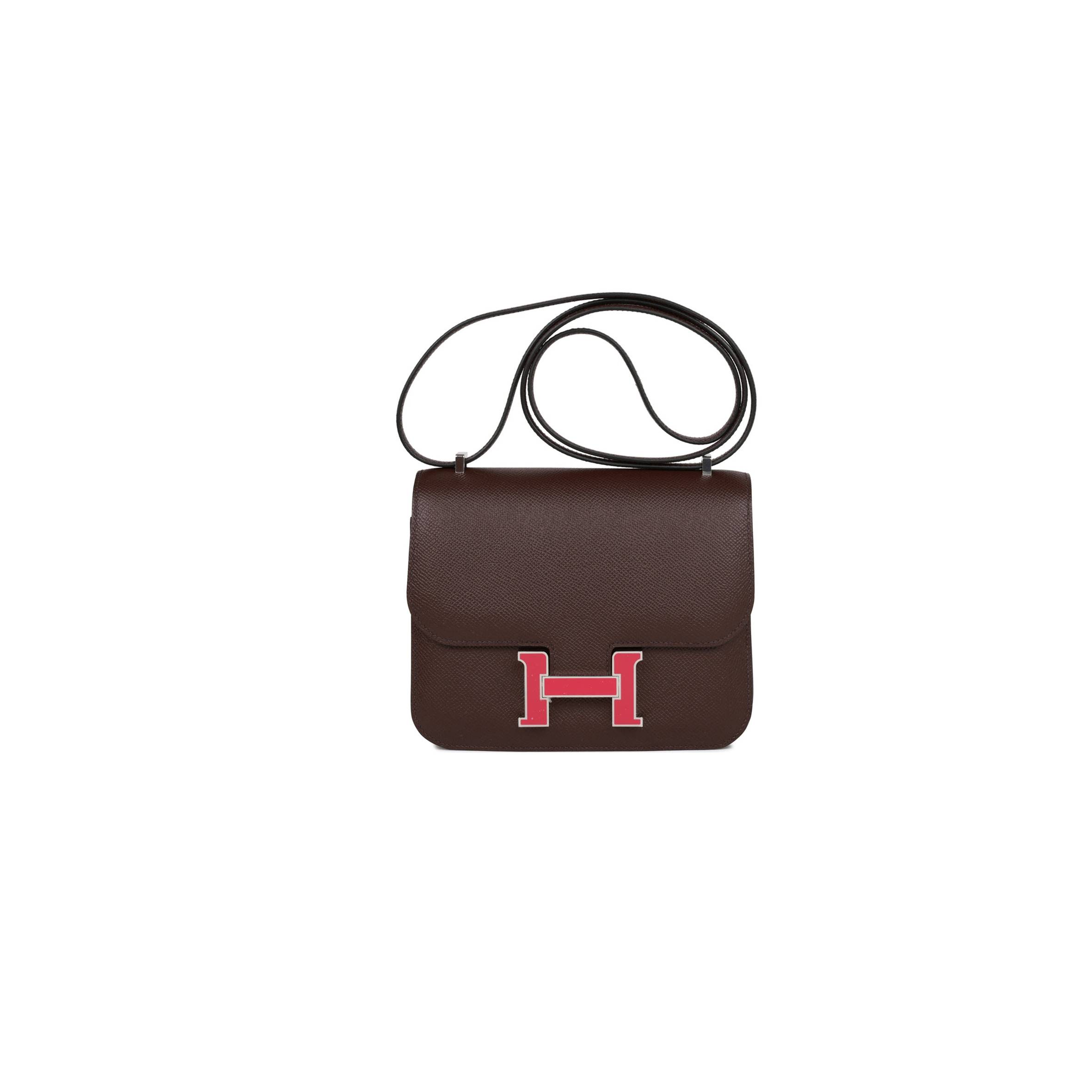 HERMES CONSTANCE 18 ROUGE SELLIER EPSOM PALLADIUM HARDWARE 39835891728478 (18cm)