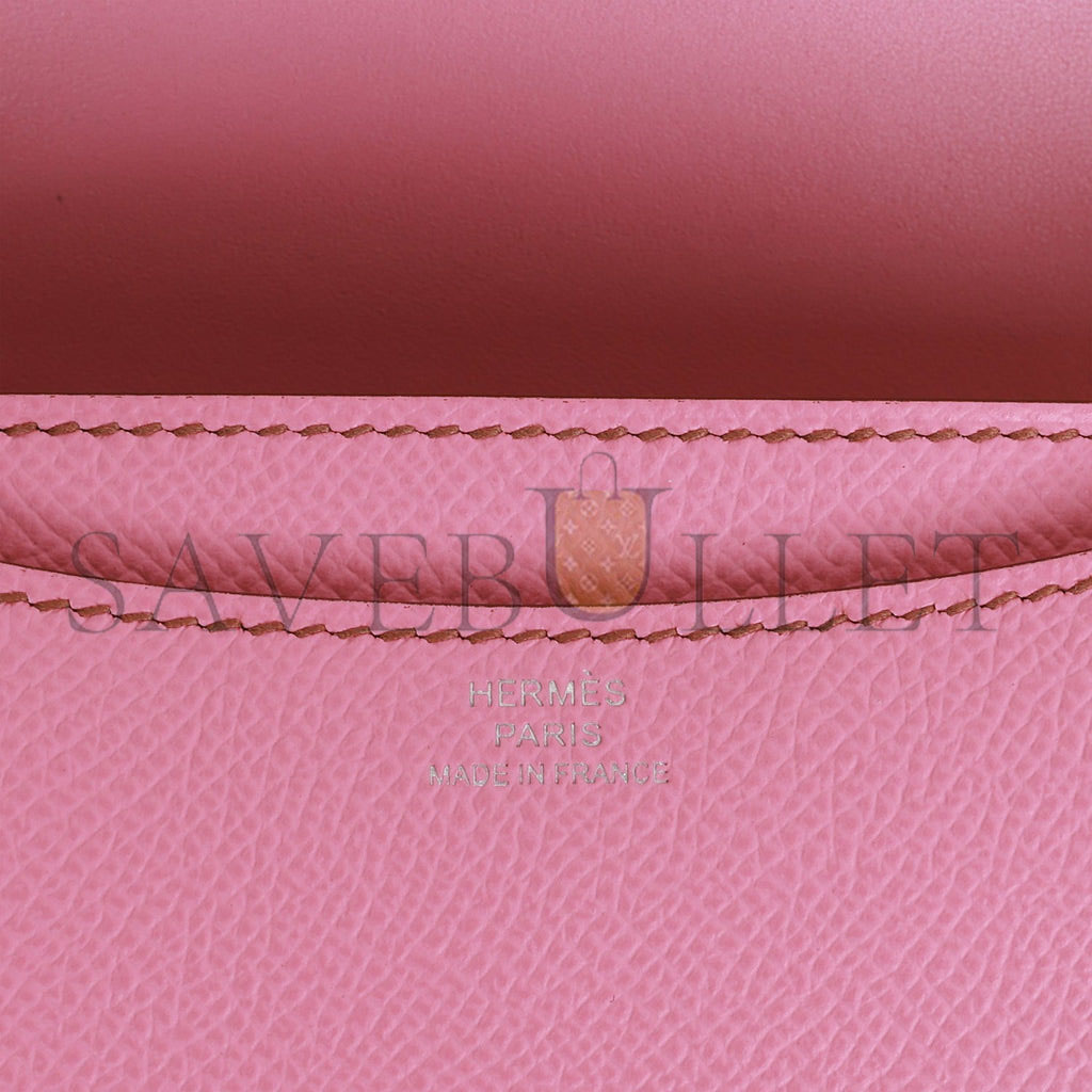 HERMES CONSTANCE 18 BUBBLEGUM EPSOM PALLADIUM HARDWARE (18cm)