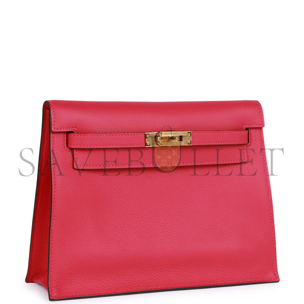 HERMES KELLY DANSE FRAMBOISE EVERCOLOR GOLD HARDWARE (22*16*7cm)