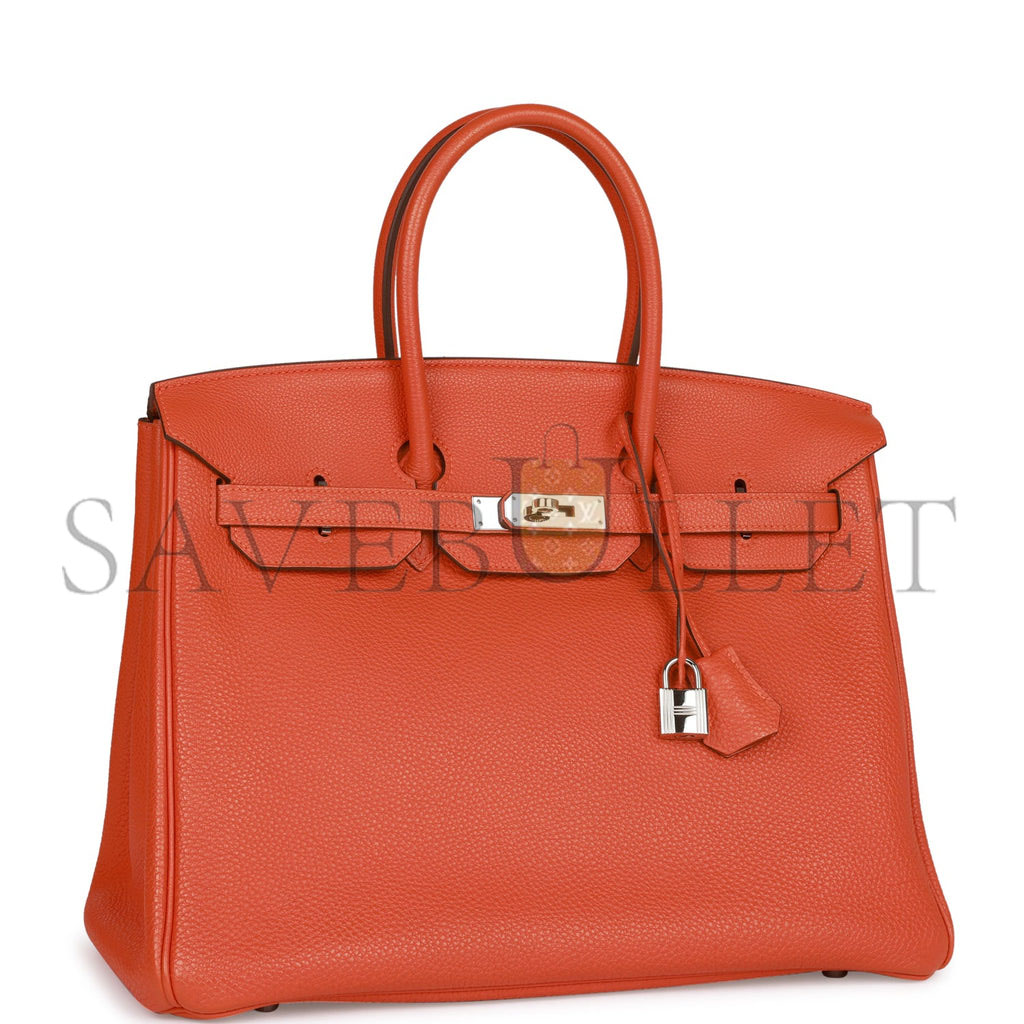 HERMES BIRKIN 35 ORANGE H CLEMENCE PALLADIUM HARDWARE (35cm)