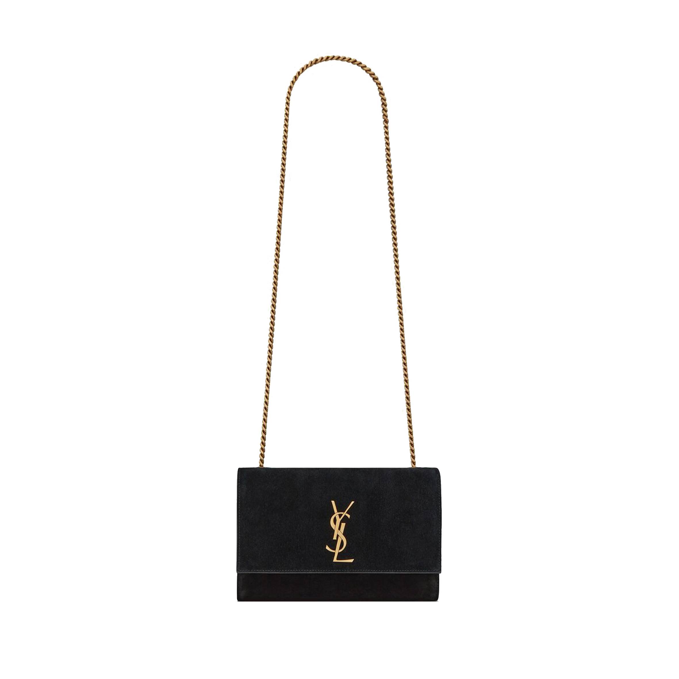 YSL KATE SMALL SUPPLEREVERSIBLE CHAIN BAG IN SUEDE AND LEATHER 7212500UD7W1000 (22*14.5*6cm)