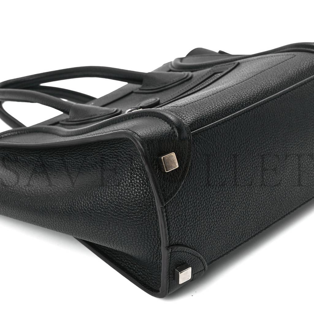 CELINE DRUMMED CALFSKIN MICRO LUGGAGE BLACK (20*20*10cm)