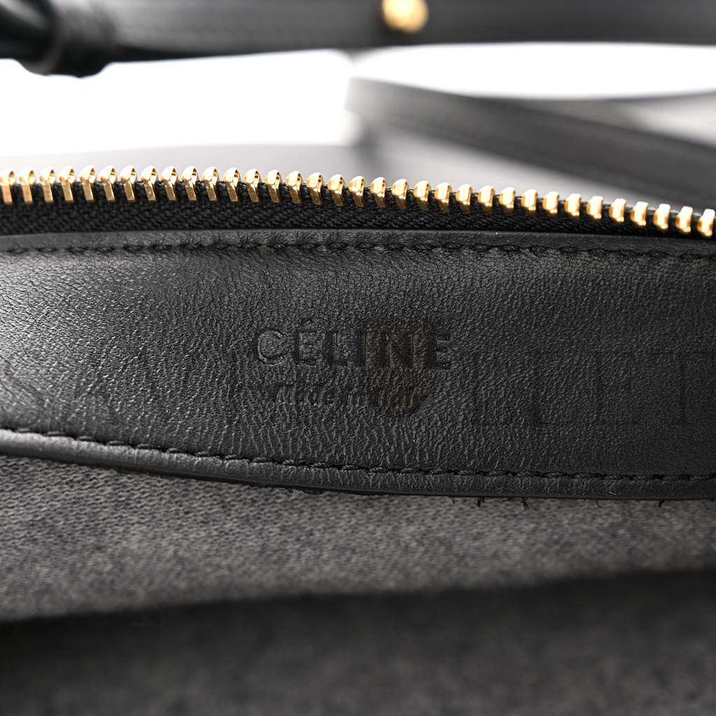 CELINE LAMBSKIN LARGE TRIO CROSSBODY BAG BLACK (24*18*3cm)