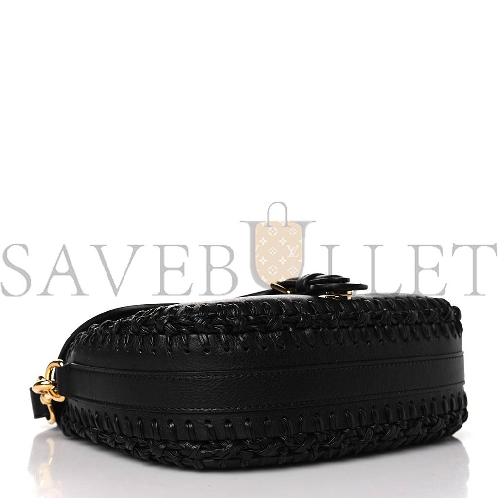 DIOR GRAINED CALFSKIN MEDIUM WHIPSTITCHED BOBBY BAG BLACK (21*18*5.7cm) 