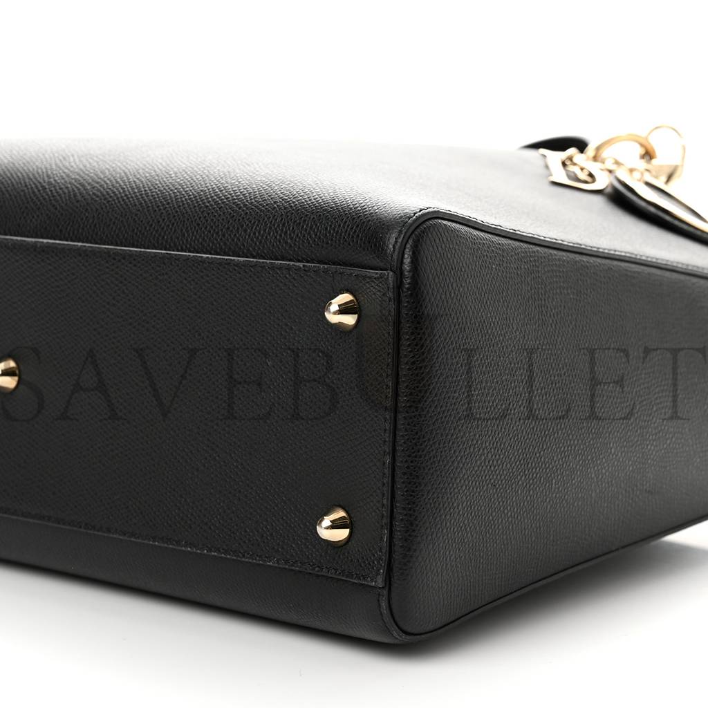 DIOR GRAINED CALFSKIN LARGE LADY DIOR BLACK (32*24*12.1cm)