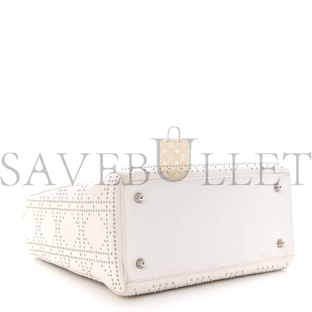 DIOR LAMBSKIN STUDDED CANNAGE MEDIUM LADY DIOR WHITE (24*20*11.4cm)